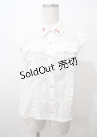 LIZ LISA / チェリー刺繍ドビードットノースリーブブラウス 0 白 Y-25-07-22-054-LO-BL-SZ-ZY