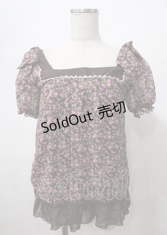 画像1: LIZ LISA / 小花柄シフォントップス 0 ブラウン Y-25-07-22-056-LO-TO-SZ-ZI (1)