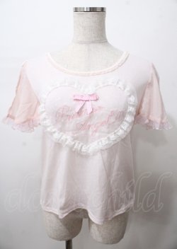 画像1: LIZ LISA / チュールハートパフTシャツ 0 ピンク Y-25-07-22-058-LO-TO-SZ-ZY