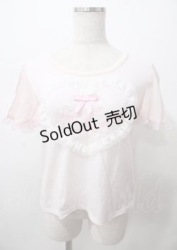 画像1: LIZ LISA / チュールハートパフTシャツ 0 ピンク Y-25-07-22-058-LO-TO-SZ-ZY