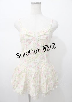 画像1: LIZ LISA / 水彩柄BIGリボンミニワンピ 0 オフ Y-25-07-22-019-LO-OP-SZ-ZT017