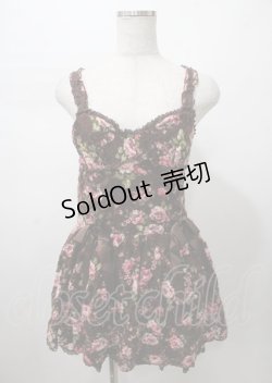 画像1: LIZ LISA / 起毛レースバラ柄サテンリボンワンピース 0 ブラウン Y-25-07-22-020-LO-OP-SZ-ZI