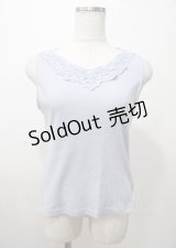 axes femme / モチーフレースタンク  サックス Y-25-07-23-035-AX-TO-SZ-ZY