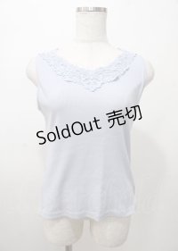 axes femme / モチーフレースタンク  サックス Y-25-07-23-035-AX-TO-SZ-ZY