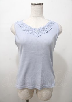 画像1: axes femme / モチーフレースタンク  サックス Y-25-07-23-035-AX-TO-SZ-ZY