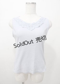 画像1: axes femme / モチーフレースタンク  サックス Y-25-07-23-035-AX-TO-SZ-ZY