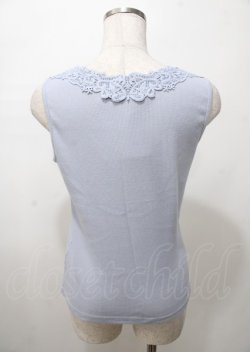 画像2: axes femme / モチーフレースタンク  サックス Y-25-07-23-035-AX-TO-SZ-ZY