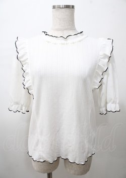 画像1: axes femme / パール付きフリルトップス  白 Y-25-07-23-036-AX-TO-SZ-ZY