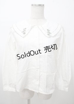 画像1: F i.n.t / 単色ローズブーケ刺繍ブラウス  白 Y-25-07-23-040-CA-BL-SZ-ZY