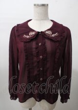 axes femme POETIQUE / 襟刺繍シアーブラウス  ワイン Y-25-07-23-044-AX-BL-SZ-ZY
