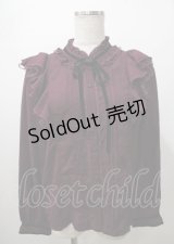 axes femme / ベロアリボン付フリルブラウス  ワイン Y-25-07-23-045-AX-BL-SZ-ZY