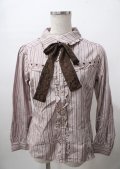 axes femme / ストライプ長袖ブラウス  ピンク Y-25-07-23-046-AX-BL-SZ-ZY