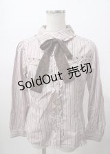 axes femme / ストライプ長袖ブラウス  ピンク Y-25-07-23-046-AX-BL-SZ-ZY