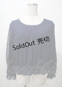 axes femme / フラワープリントスリーブトップス  紺 Y-25-07-23-051-AX-TO-SZ-ZY