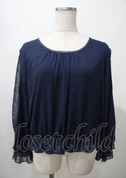 画像1: axes femme / フラワープリントスリーブトップス  紺 Y-25-07-23-051-AX-TO-SZ-ZY