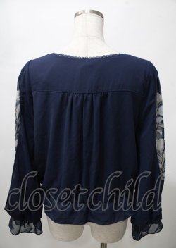 画像2: axes femme / フラワープリントスリーブトップス  紺 Y-25-07-23-051-AX-TO-SZ-ZY