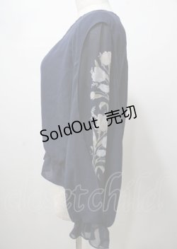 画像3: axes femme / フラワープリントスリーブトップス  紺 Y-25-07-23-051-AX-TO-SZ-ZY