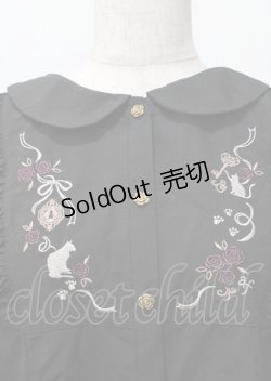 画像3: axes femme / 猫刺繍ヨークフリルブラウス  黒 Y-25-07-23-052-AX-BL-SZ-ZI