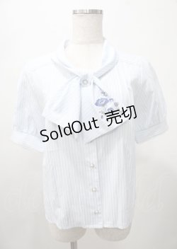 画像1: axes femme / ネモフィラ刺繍リボンブラウス F サックス Y-25-07-23-054-AX-BL-SZ-ZY