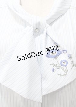 画像3: axes femme / ネモフィラ刺繍リボンブラウス F サックス Y-25-07-23-054-AX-BL-SZ-ZY