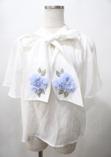 axes femme / 紫陽花装飾リボンブラウスプルオーバー F 白 Y-25-07-23-055-AX-TO-SZ-ZY