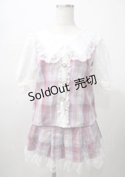 画像1: Princess Melody / チェックセットアップ  ピンク Y-25-07-23-059-EL-TO-AS-ZT130