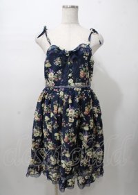 axes femme / フルーツ柄キャミワンピース  紺 Y-25-07-23-060-AX-OP-SZ-ZY