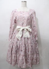 axes femme / 桜柄ティアードワンピース  ピンク Y-25-07-23-072-AX-OP-SZ-ZT476