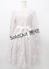 axes femme / 桜柄ティアードワンピース  ピンク Y-25-07-23-072-AX-OP-SZ-ZT476