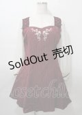 axes femme POETIQUE / 刺繍入りストライプワンピース  ワイン Y-25-07-23-074-AX-OP-SZ-ZY