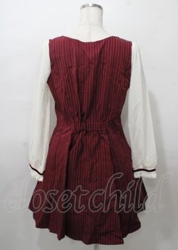 画像2: axes femme POETIQUE / 刺繍入りストライプワンピース  ワイン Y-25-07-23-074-AX-OP-SZ-ZY
