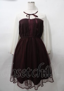 画像1: axes femme POETIQUE / チュールデザインワンピース  ワイン Y-25-07-23-075-AX-OP-SZ-ZY