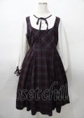 axes femme / チェック柄ドッキングワンピース  ワイン×青 Y-25-07-23-076-AX-OP-SZ-ZY