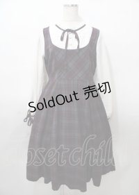 axes femme / チェック柄ドッキングワンピース  ワイン×青 Y-25-07-23-076-AX-OP-SZ-ZY