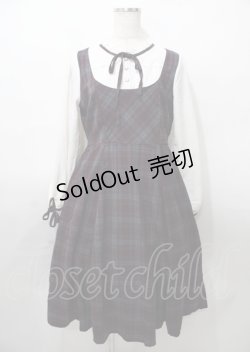 画像1: axes femme / チェック柄ドッキングワンピース  ワイン×青 Y-25-07-23-076-AX-OP-SZ-ZY