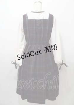 画像2: axes femme / チェック柄ドッキングワンピース  ワイン×青 Y-25-07-23-076-AX-OP-SZ-ZY