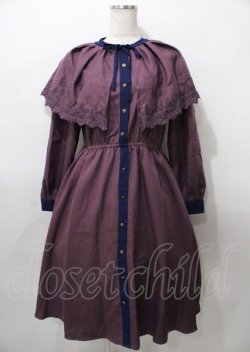 画像1: axes femme POETIQUE / 刺繍ケープ付きワンピース  パープル Y-25-07-23-077-AX-OP-SZ-ZY
