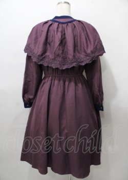 画像2: axes femme POETIQUE / 刺繍ケープ付きワンピース  パープル Y-25-07-23-077-AX-OP-SZ-ZY
