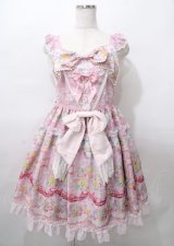 BABY,THE STARS SHINE BRIGHT / Le Bouquet de la Croix柄Ribbonジャンパースカート  ピンク Y-25-07-23-084-BA-OP-AS-ZY