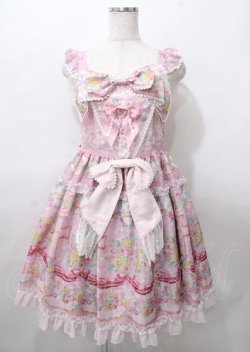 画像1: BABY,THE STARS SHINE BRIGHT / Le Bouquet de la Croix柄Ribbonジャンパースカート  ピンク Y-25-07-23-084-BA-OP-AS-ZY