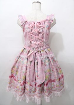 画像2: BABY,THE STARS SHINE BRIGHT / Le Bouquet de la Croix柄Ribbonジャンパースカート  ピンク Y-25-07-23-084-BA-OP-AS-ZY
