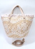 axes femme / リボンチャーム付きかごバッグ  ピンク Y-25-07-23-012-AX-BG-SZ-ZY