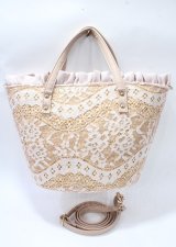 axes femme / リボンチャーム付きかごバッグ  ピンク Y-25-07-23-012-AX-BG-SZ-ZY