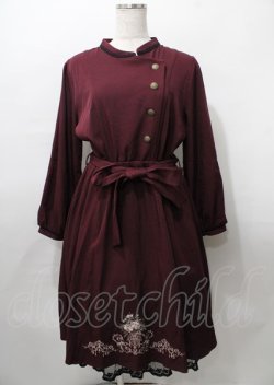 画像1: axes femme / フラワー刺繍連釦ワンピース  ワイン Y-25-07-23-089-AX-OP-SZ-ZY