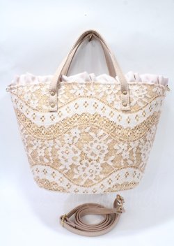 画像2: axes femme / リボンチャーム付きかごバッグ  ピンク Y-25-07-23-012-AX-BG-SZ-ZY