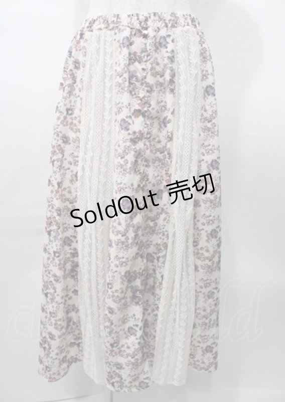 画像1: axes femme / 花柄ｘレーススカート  生成り Y-25-07-23-109-AX-SK-SZ-ZT480 (1)