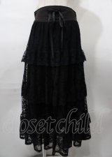 axes femme / 編上レースティアードスカート F 黒 Y-25-07-23-112-AX-SK-SZ-ZY