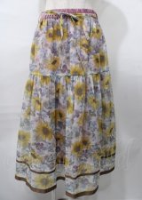 axes femme / ひまわり柄シアースカート M ピンク Y-25-07-23-114-AX-SK-SZ-ZY