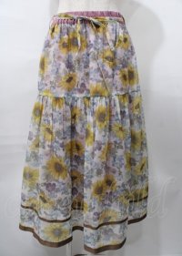 axes femme / ひまわり柄シアースカート M ピンク Y-25-07-23-114-AX-SK-SZ-ZT478