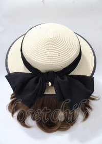 an another angelus / 配色ブリムバックリボンキャノチェ  黒 Y-25-07-23-024-CA-AC-SZ-ZT500